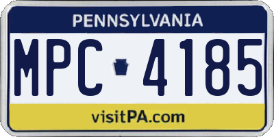 PA license plate MPC4185