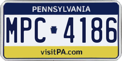 PA license plate MPC4186