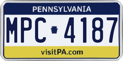 PA license plate MPC4187