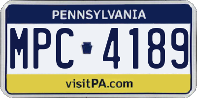 PA license plate MPC4189