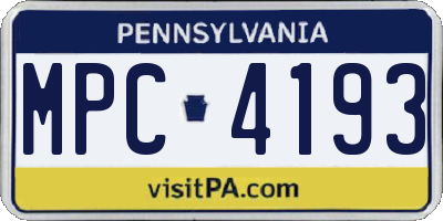 PA license plate MPC4193