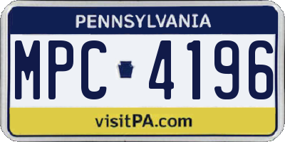 PA license plate MPC4196