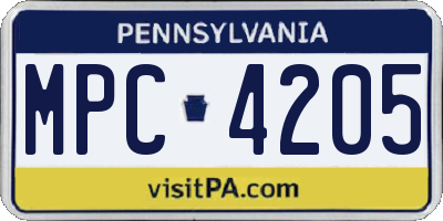 PA license plate MPC4205