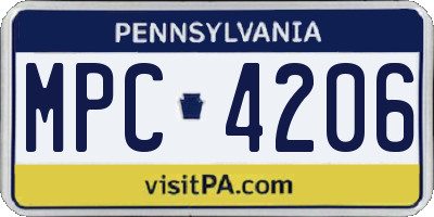 PA license plate MPC4206