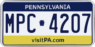 PA license plate MPC4207