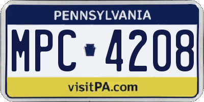 PA license plate MPC4208