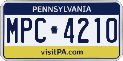 PA license plate MPC4210