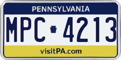 PA license plate MPC4213
