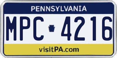PA license plate MPC4216