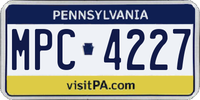 PA license plate MPC4227