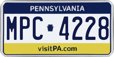 PA license plate MPC4228