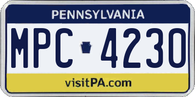 PA license plate MPC4230