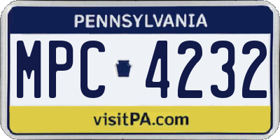 PA license plate MPC4232