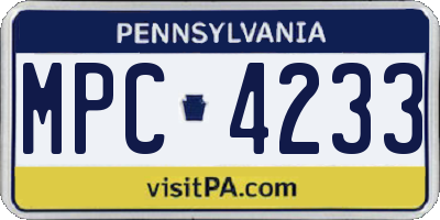 PA license plate MPC4233