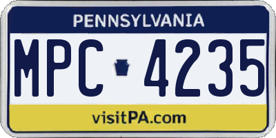 PA license plate MPC4235