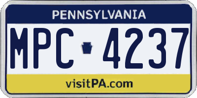 PA license plate MPC4237