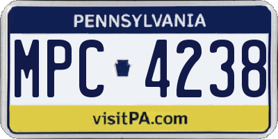 PA license plate MPC4238