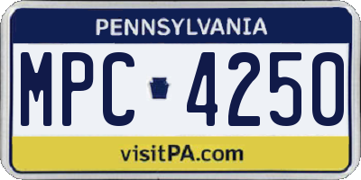 PA license plate MPC4250