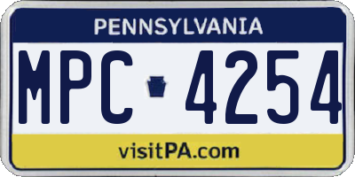 PA license plate MPC4254