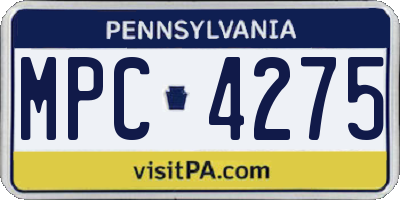 PA license plate MPC4275