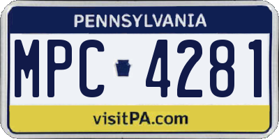 PA license plate MPC4281