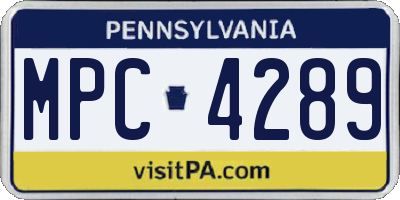 PA license plate MPC4289