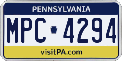 PA license plate MPC4294