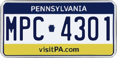 PA license plate MPC4301