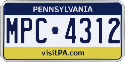 PA license plate MPC4312