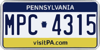 PA license plate MPC4315