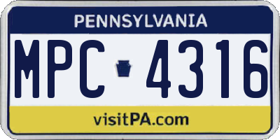 PA license plate MPC4316