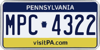 PA license plate MPC4322