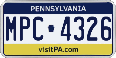 PA license plate MPC4326