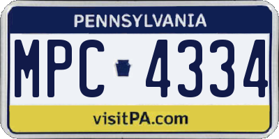PA license plate MPC4334