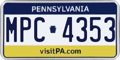 PA license plate MPC4353