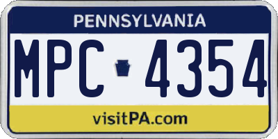 PA license plate MPC4354
