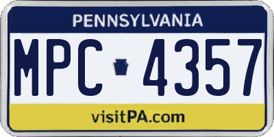 PA license plate MPC4357