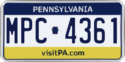 PA license plate MPC4361