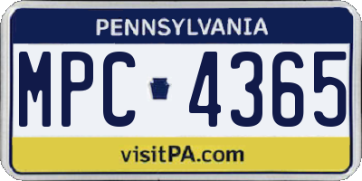 PA license plate MPC4365