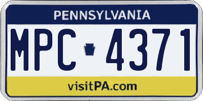 PA license plate MPC4371