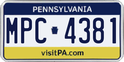 PA license plate MPC4381