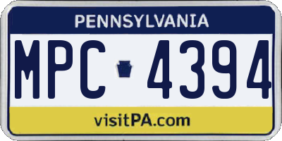PA license plate MPC4394