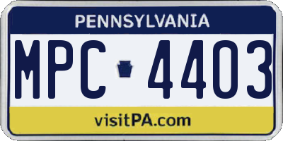 PA license plate MPC4403