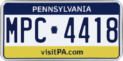 PA license plate MPC4418