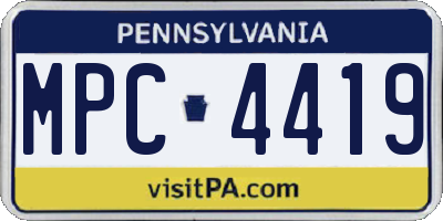 PA license plate MPC4419