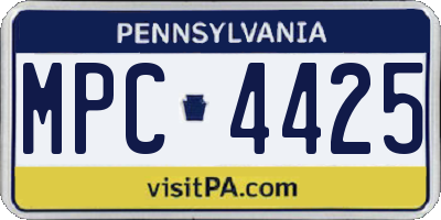 PA license plate MPC4425