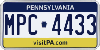 PA license plate MPC4433