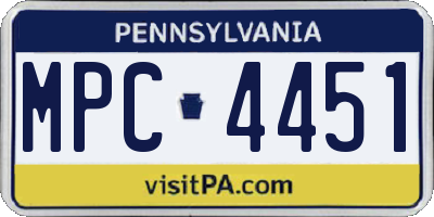 PA license plate MPC4451