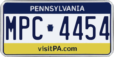 PA license plate MPC4454