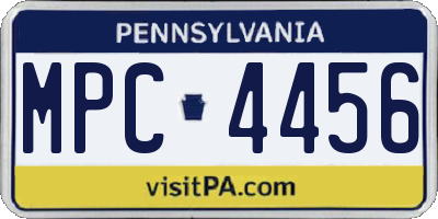 PA license plate MPC4456